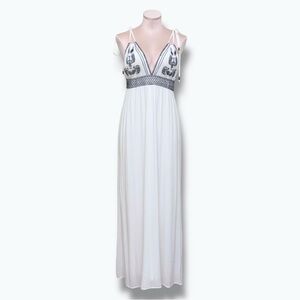Lulus Days of Sunlight Ivory Embroidered Maxi Dress Size L